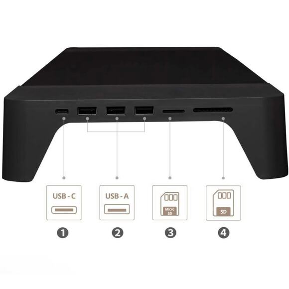 POUT Eyes8 3 in 1 Wood Monitor Stand Riser w/ USB HUB Wireless Charging Pad - Picture 7 of 9